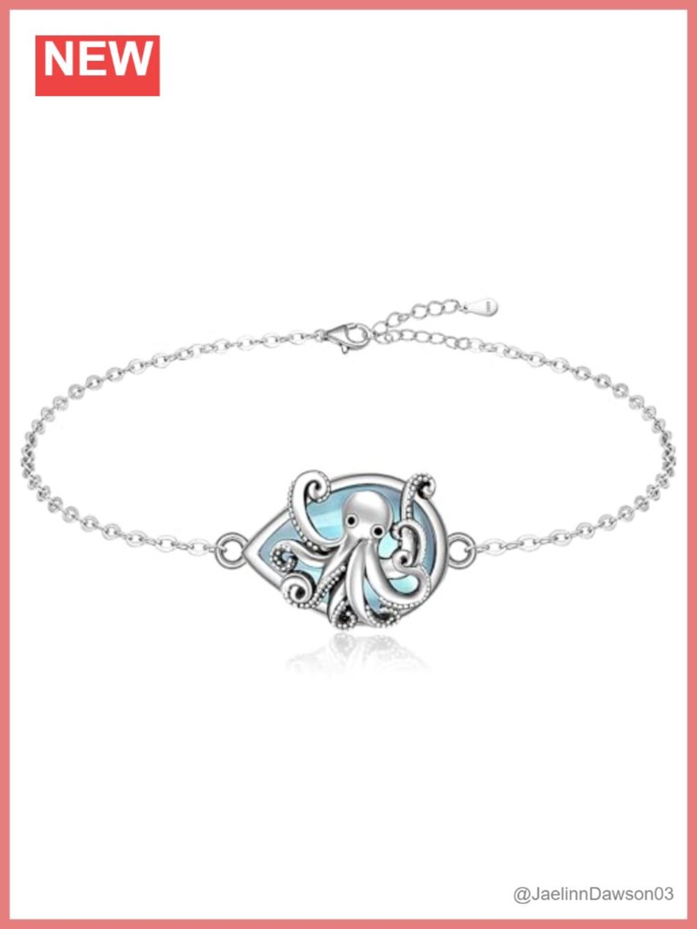 Sterling Silver Octopus Anklet Moonstone Tentacle Ankle Bracelet Ocean Jewelry